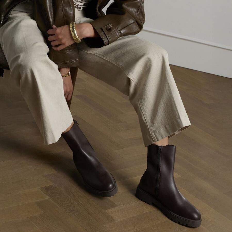 Manfield Dames Bruine leren chelsea boots - Foto 4