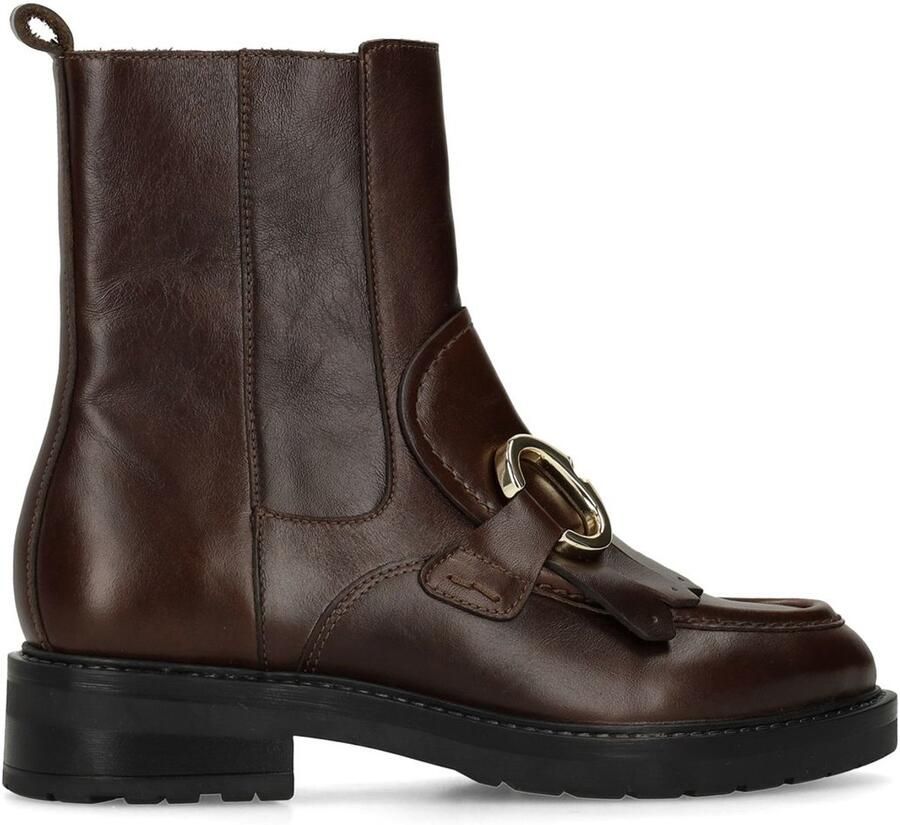 Manfield Dames Bruine leren enkellaarsjes