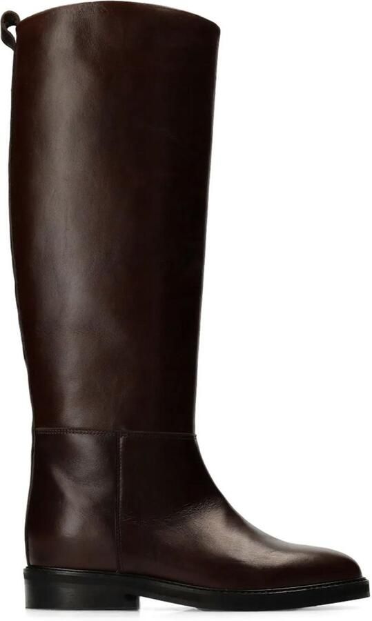 Manfield Dames Bruine leren hoge laarzen
