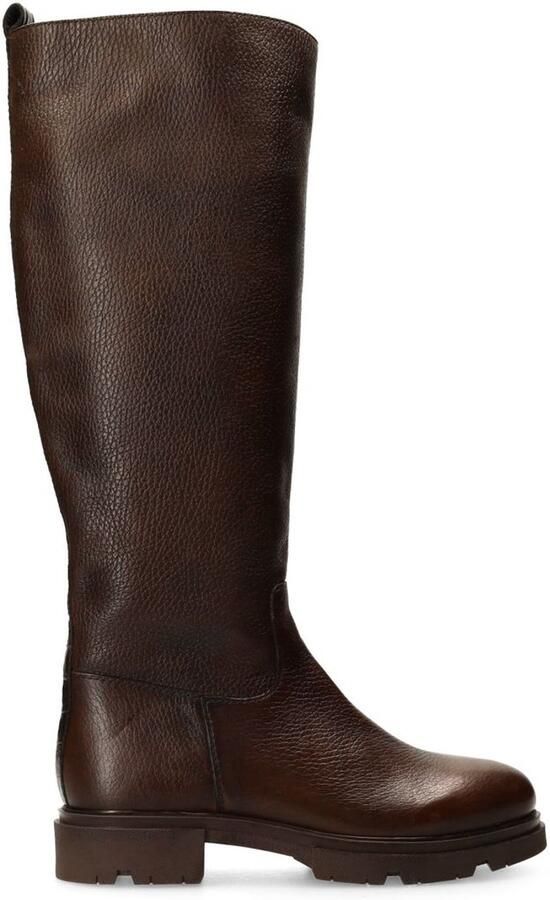 Manfield Dames Bruine leren hoge laarzen
