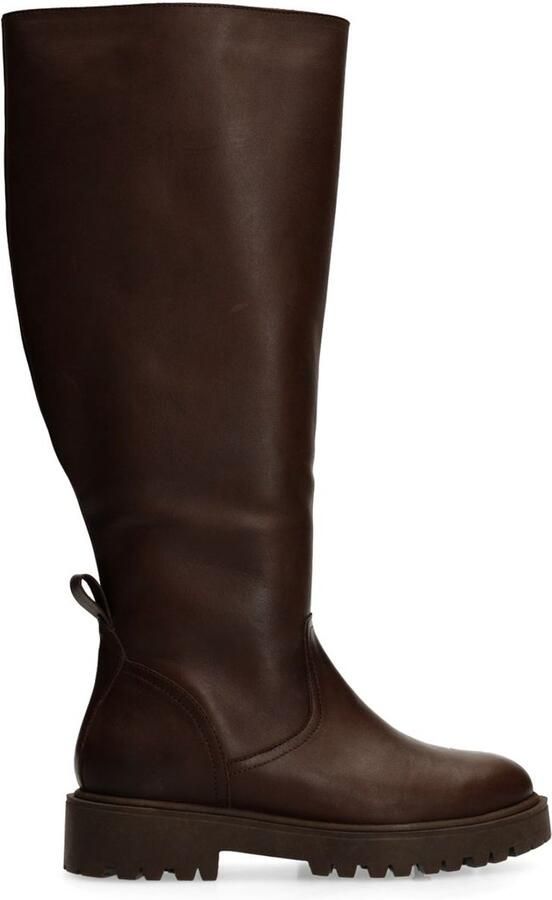 Manfield Dames Bruine leren hoge laarzen