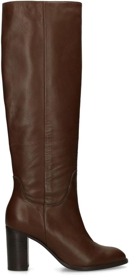 Manfield Dames Bruine leren hoge laarzen met hak