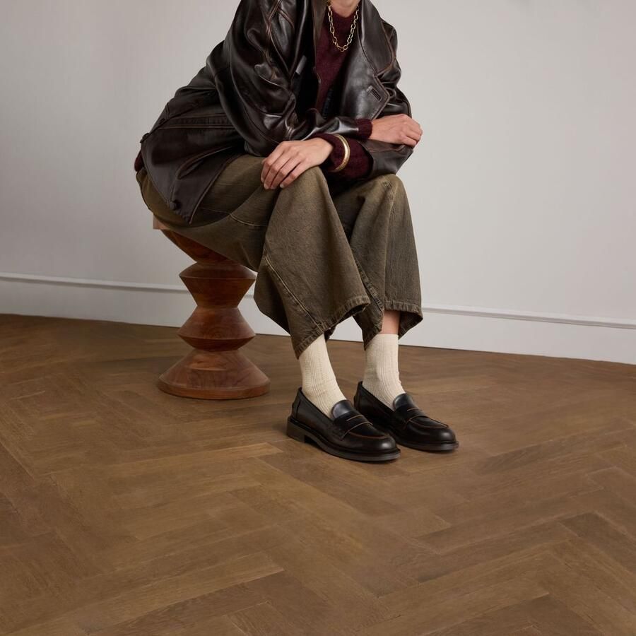 Manfield Dames Bruine leren loafers - Foto 4