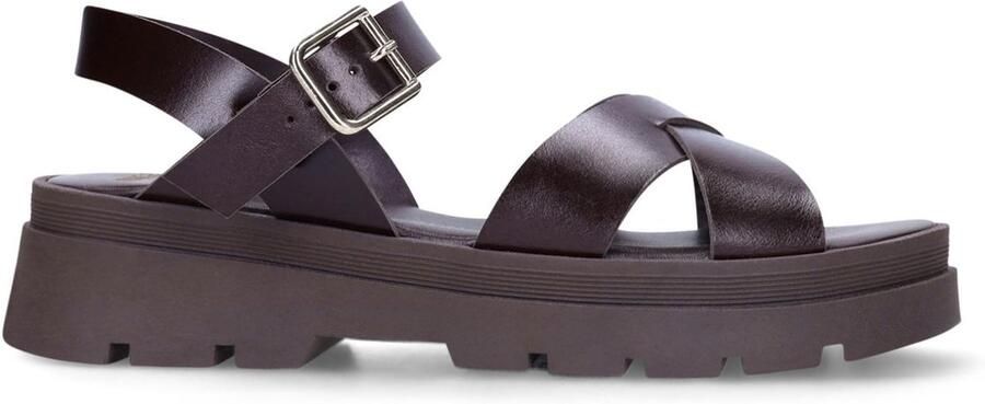 Manfield Dames Bruine leren sandalen