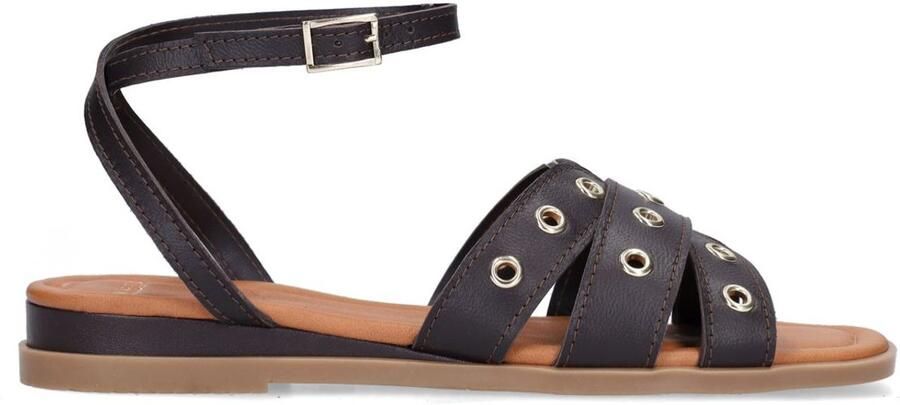 Manfield Dames Bruine leren sandalen met studs