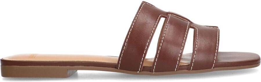 Manfield Dames Bruine leren slippers