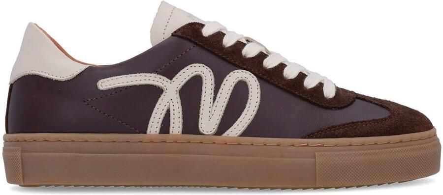 Manfield Dames Bruine leren sneakers