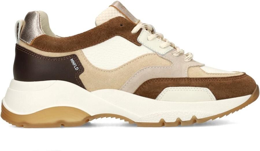 Manfield Dames Bruine leren sneakers