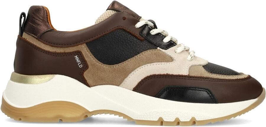 Manfield Dames Bruine leren sneakers