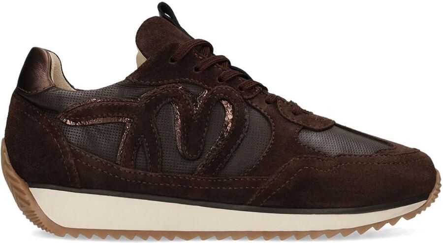 Manfield Dames Bruine leren sneakers