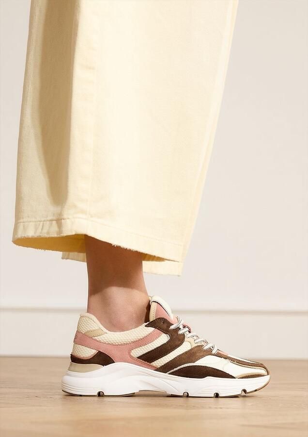 Manfield Dames Bruine leren sneakers