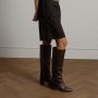 Manfield Dames Bruine snake print hoge leren laarzen met hak - Thumbnail 4