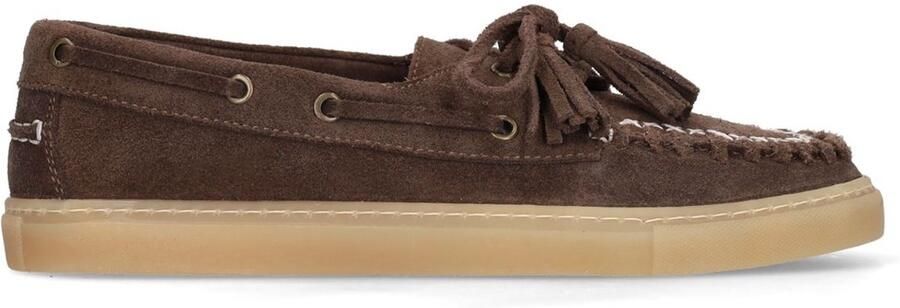 Manfield Dames Bruine suède boatloafers