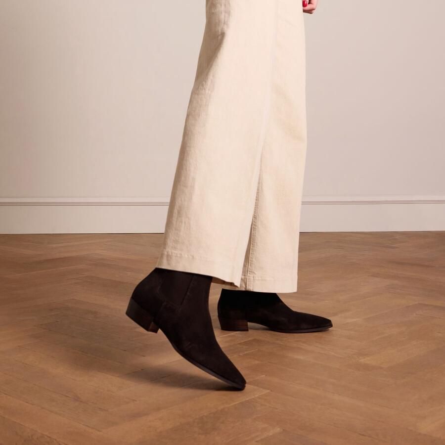 Manfield Dames Bruine suède chelsea boots