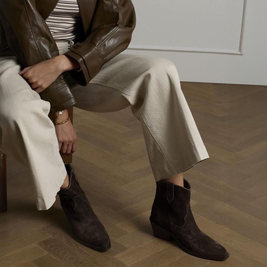 Manfield Dames Bruine suède cowboy laarsjes