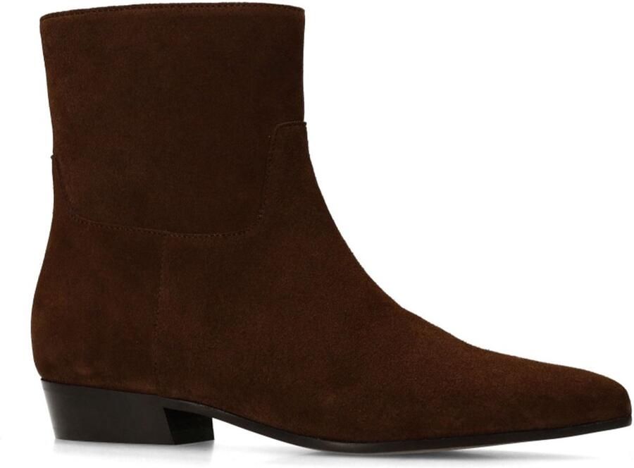 Manfield Dames Bruine suède enkellaarsjes