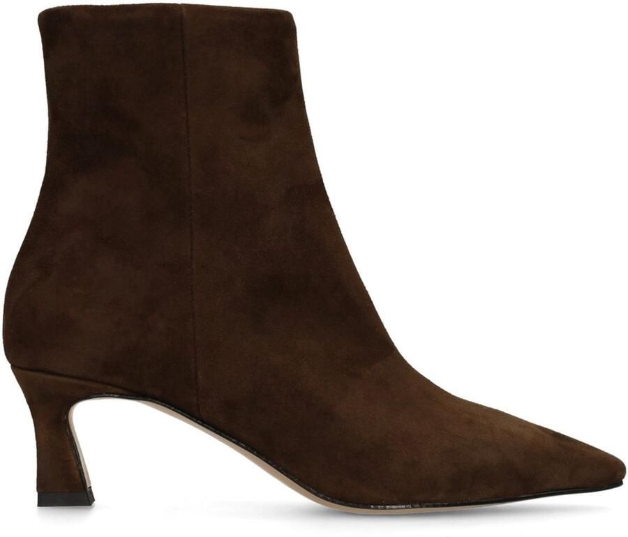 Manfield Dames Bruine suède enkellaarsjes met hak
