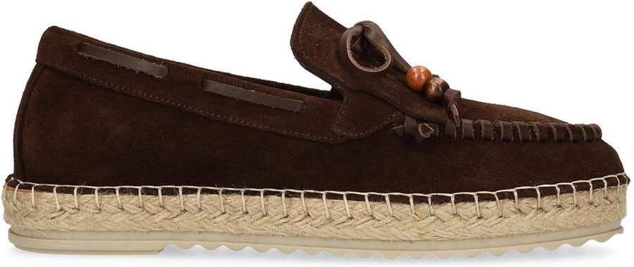 Manfield Dames Bruine suède espadrilles met franjes