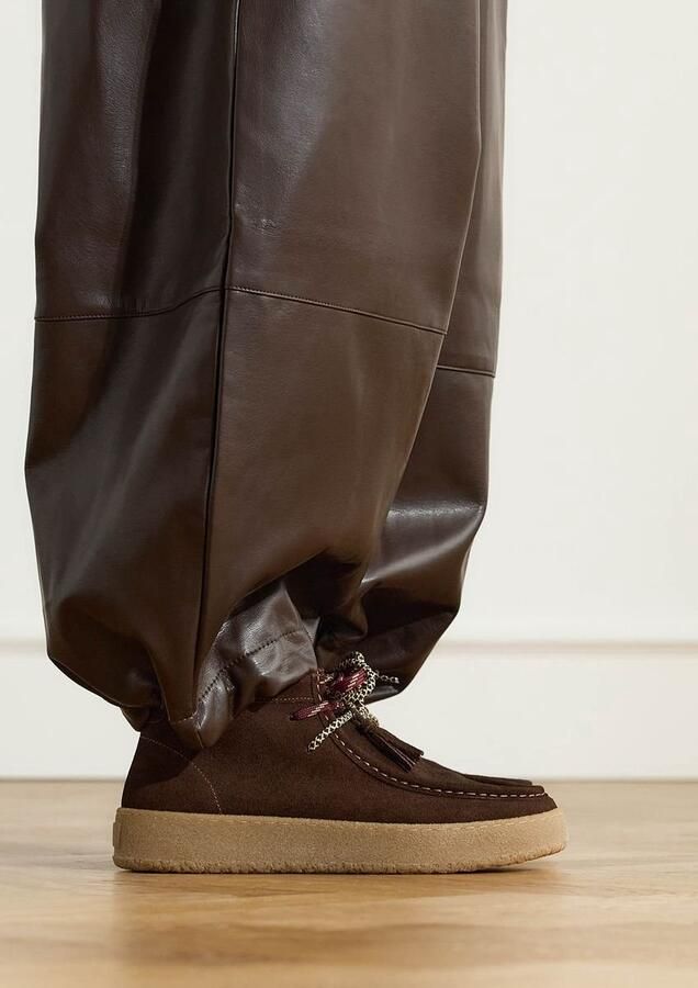 Manfield Dames Bruine suède hoge bootschoenen met franjes - Foto 3