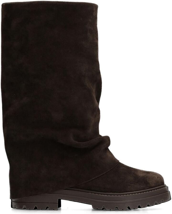 Manfield Dames Bruine suède laarzen met flap