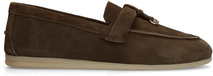 Manfield Dames Bruine suède loafers