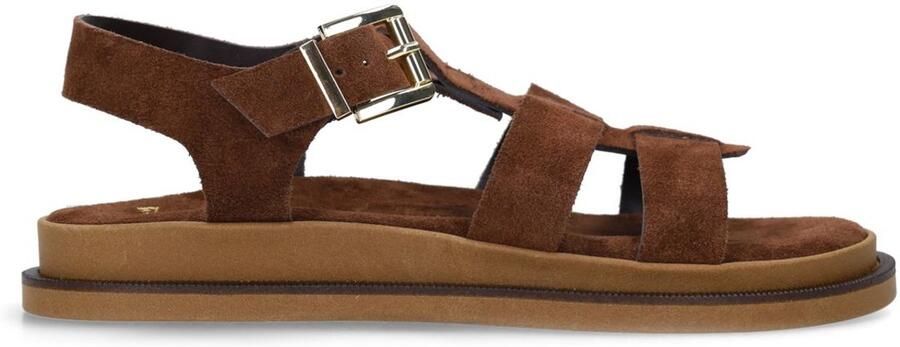 Manfield Dames Bruine suède sandalen