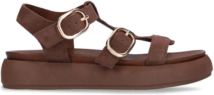 Manfield Dames Bruine suède sandalen