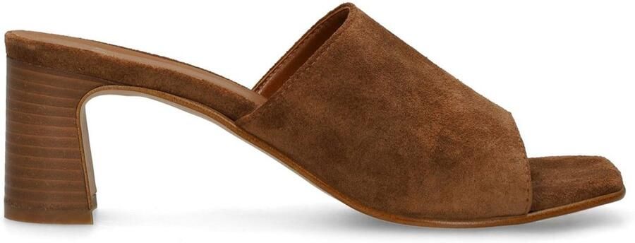 Manfield Dames Bruine suède sandalen met hak