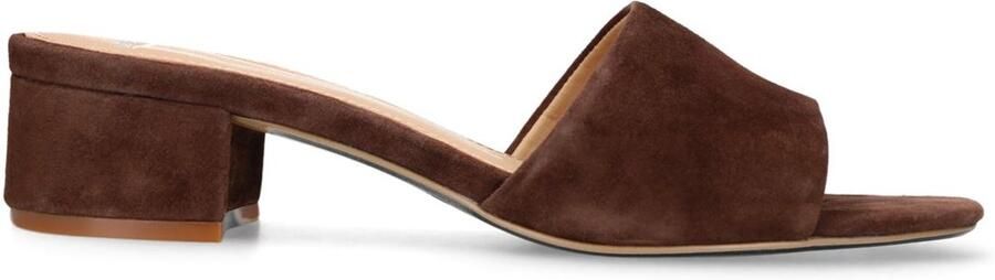 Manfield Dames Bruine suède sandalen met hak