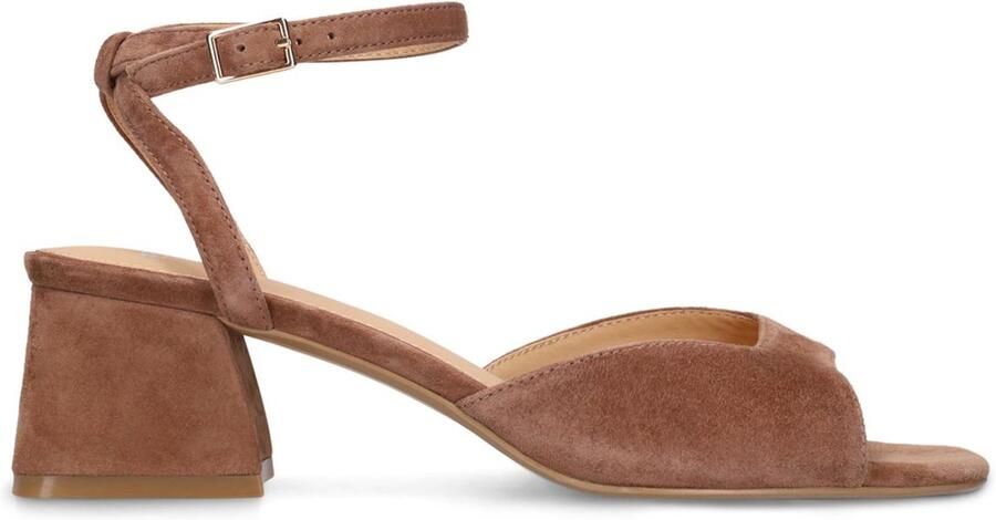 Manfield Dames Bruine suède sandalen met hak