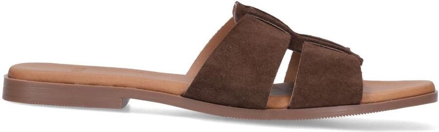 Manfield Dames Bruine suède slippers - Foto 4