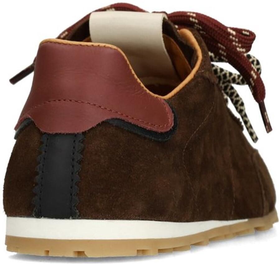 Manfield Dames Bruine suède sneakers met dubbele vetersluiting