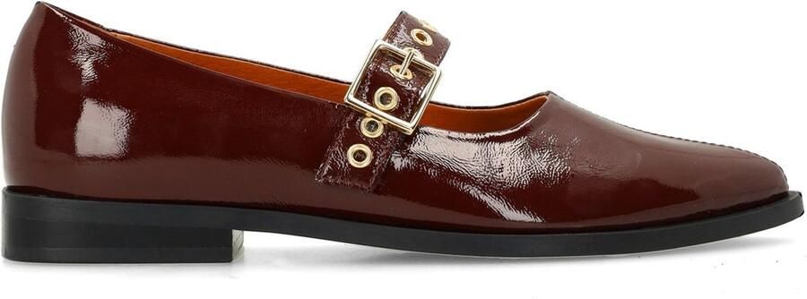 Manfield Dames Burgundy lakleren loafers
