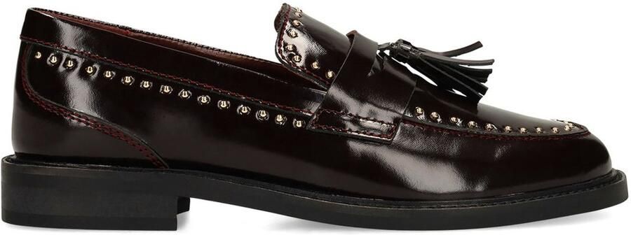 Manfield Dames Burgundy leren loafers met gouden studs - Foto 2