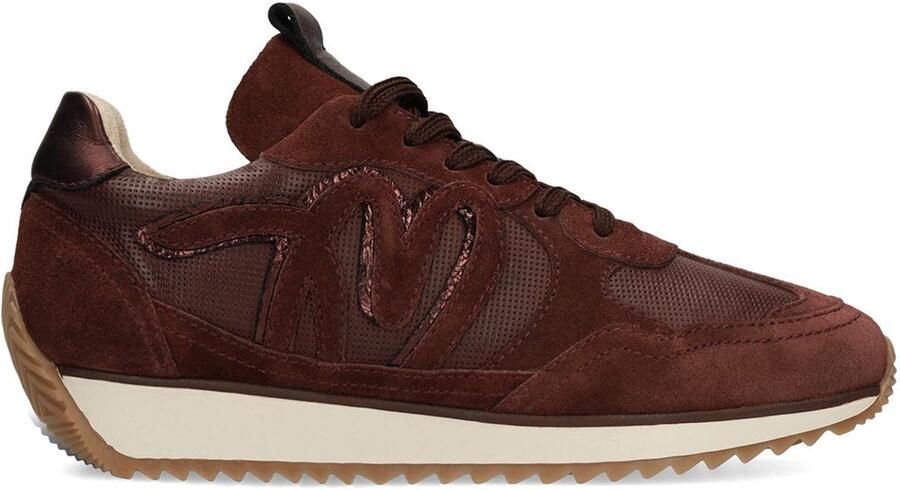 Manfield Dames Burgundy leren sneakers