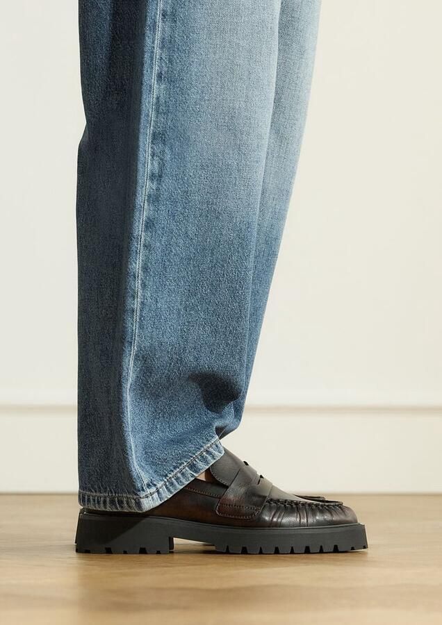 Manfield leren loafers met profielzool bordeaux - Foto 4