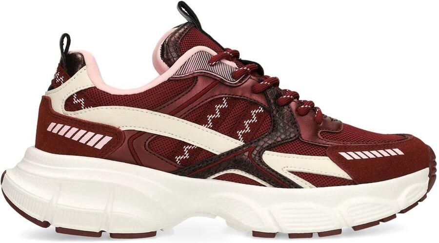 Manfield Dames Burgundy mesh sneakers