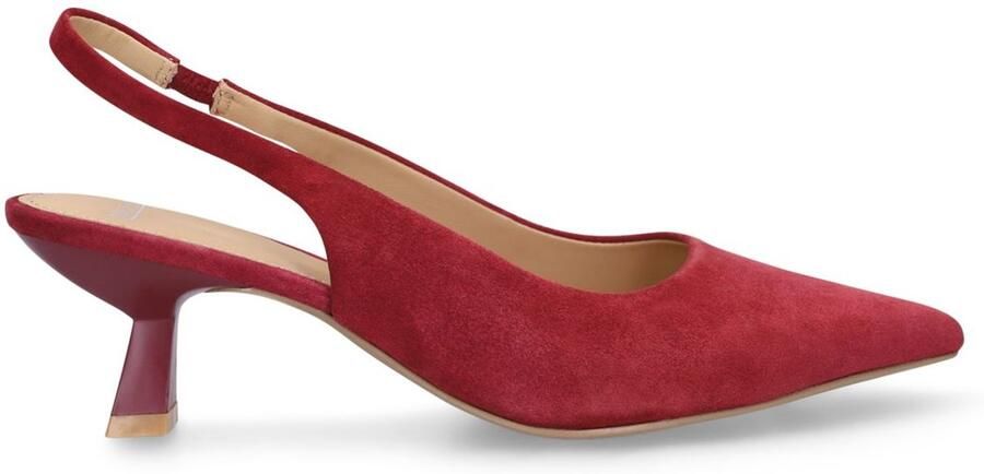 Manfield suède slingback pumps donkerrood - Foto 3