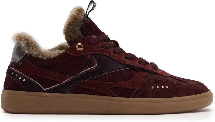 Manfield Dames Burgundy suède sneakers