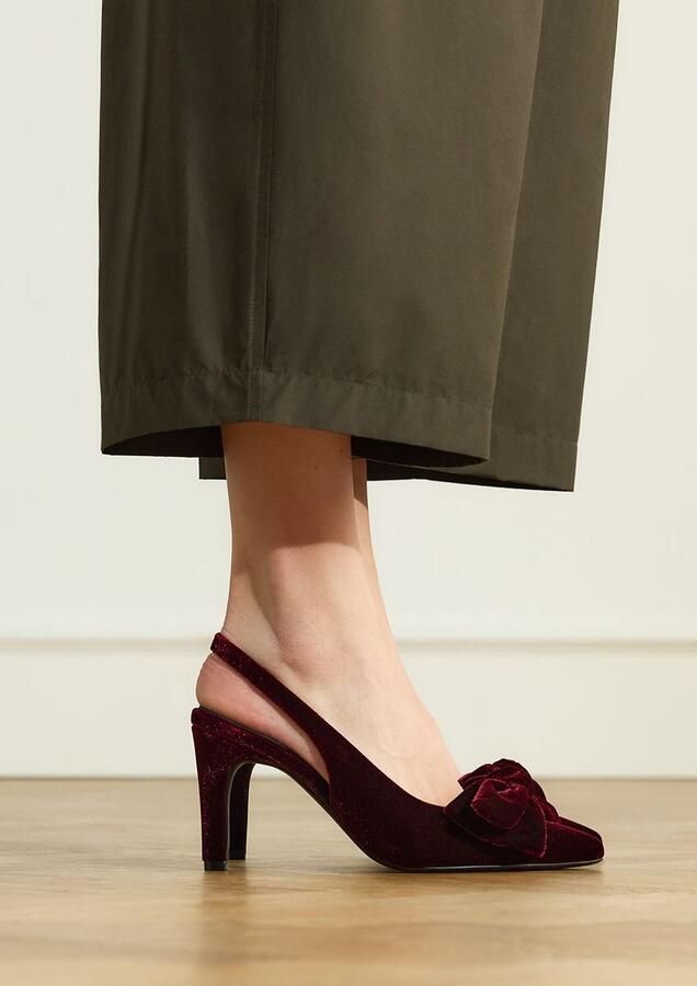 Manfield fluwelen slingback pumps met hak bordeaux - Foto 4