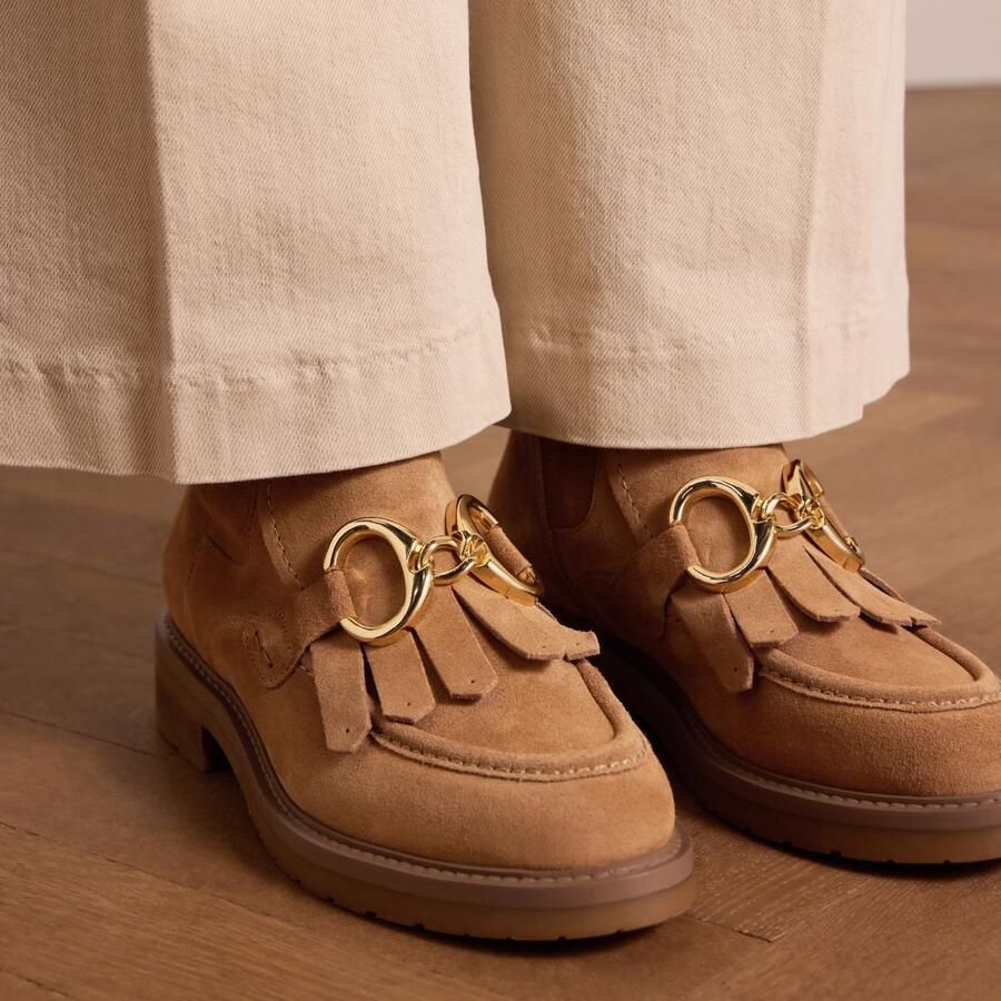 Manfield Dames Cognac leren enkellaarsjes