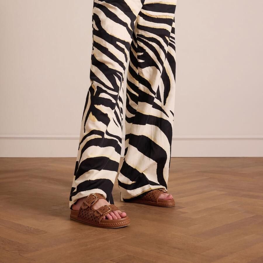 Manfield Dames Cognac leren slippers