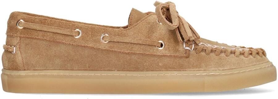 Manfield Dames Cognac suède boatloafers