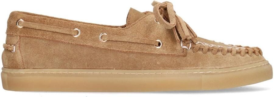 Manfield Dames Cognac suède boatloafers