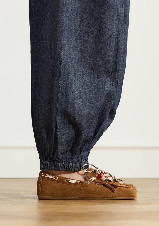 Manfield Dames Cognac suède bontloafers - Foto 3
