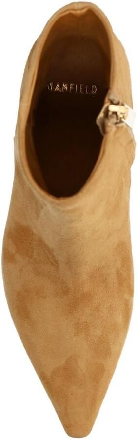 Manfield Dames Cognac suède enkellaarsjes met hak