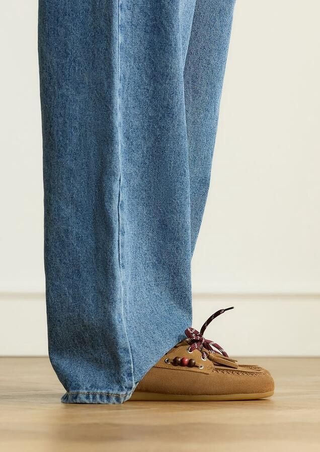 Manfield Dames Cognac suède instap loafertjes - Foto 4