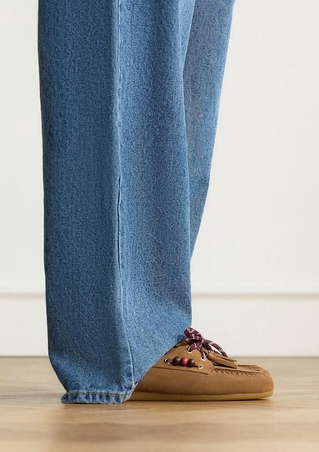 Manfield Dames Cognac suède instap loafertjes - Foto 4