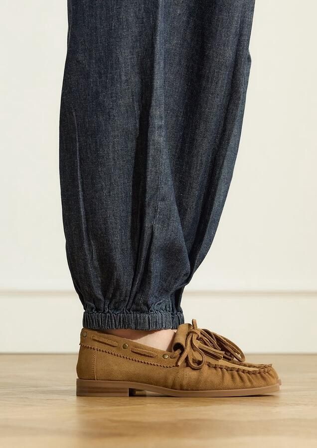 Manfield Dames Cognac suède loafers