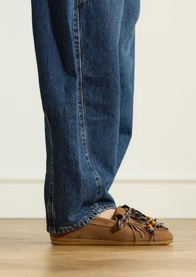 Manfield Dames Cognac suède loafers met veters - Foto 4